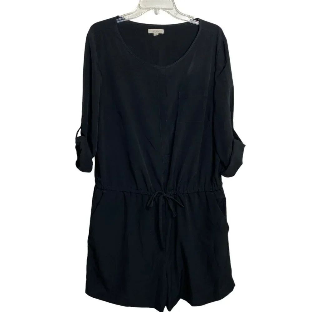 Loft 14 Romper with drawstring waist side pockets and hidden buttons up …